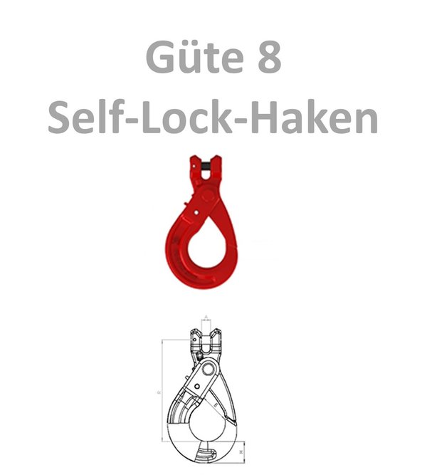 1-Strang Kettengehänge - Güteklasse 8 - verzinkt - Self-Lock-Haken