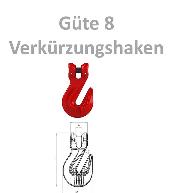 1-Strang Kettengehänge - Güteklasse 8 - verzinkt - Self-Lock-Haken