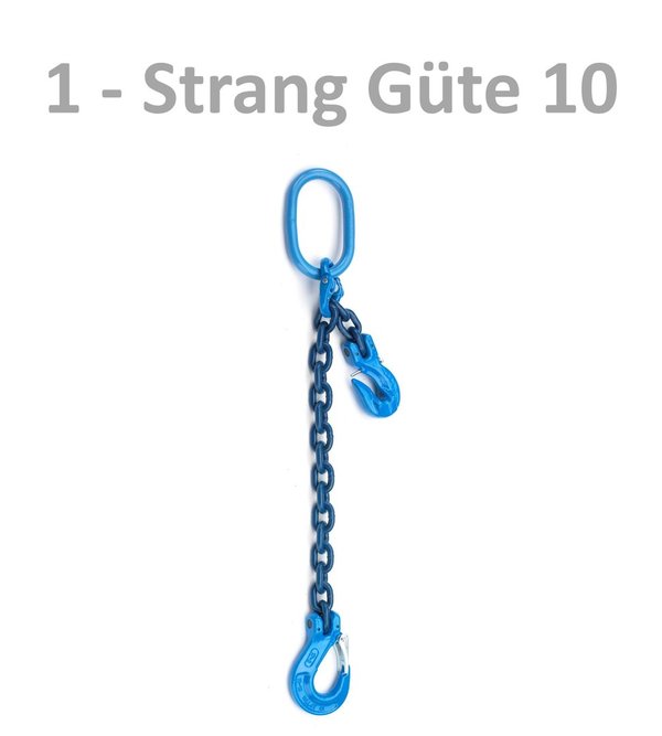 1-Strang Kettengehänge - Güteklasse 10 - blau lackiert - Gabelkopfhaken