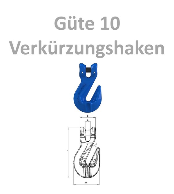4-Strang Kettengehänge - GÜ 10 - blau lackiert - Gabelkopfhaken