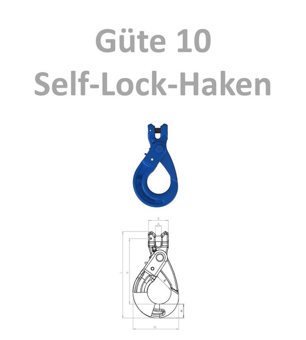 3-Strang Kettengehänge - GÜ 10 - blau lackiert - Self-Lock-Haken